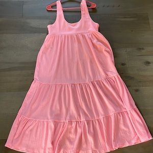 Free People neon pink midi dress